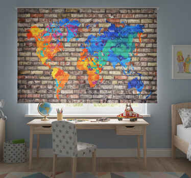 Toile fenêtre chambre enfant carte du monde politique - TenStickers