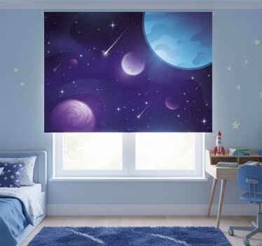 Cortina roller infantil espacio misterioso con estrellas - TenVinilo