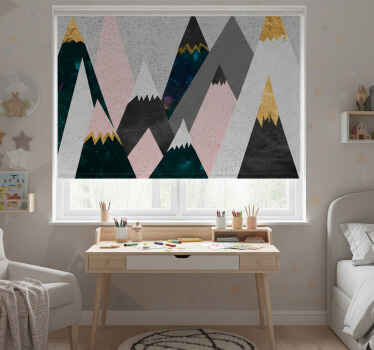 Rollo fenster kinderzimmer bunte bergwelt design - TenStickers