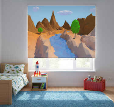 Rollo fenster kinderzimmer 3d illustration berge wald wüste - TenStickers