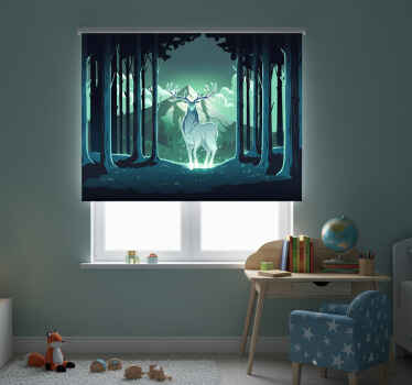 Toile fenêtre chambre enfant cerf magique dans la forêt - TenStickers