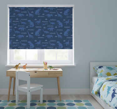 Toile fenêtre chambre enfant motif silhouette dinosaure bleu - TenStickers
