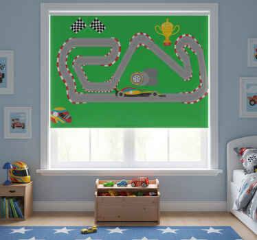Toile fenêtre chambre enfant tapis vinyle voitures de course - TenStickers