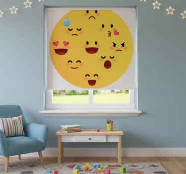 Toile fenêtre chambre enfant visages emoji - TenStickers
