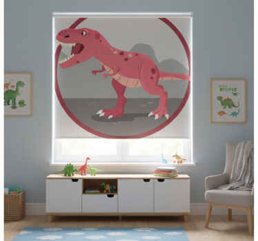 Toile fenêtre chambre enfant illustration de t-rex - TenStickers