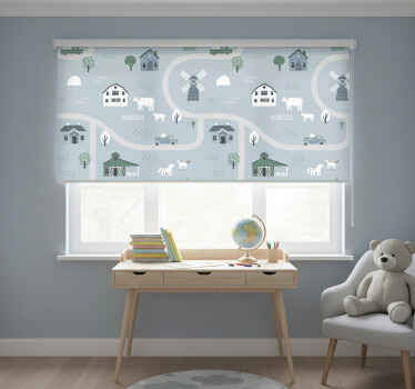 Toile fenêtre chambre enfant rues de la ville - TenStickers
