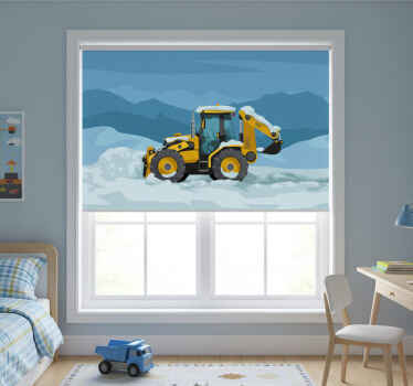 Toile fenêtre chambre enfant tracteur jaune réaliste - TenStickers