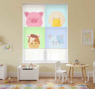 Toile fenêtre chambre enfant 4 animaux de la ferme mignons - TenStickers