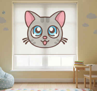 Rolgordijn kinderkamer schattige anime kat - TenStickers