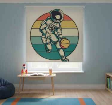 Rolgordijn kinderkamer vintage astronaut basketbal - TenStickers