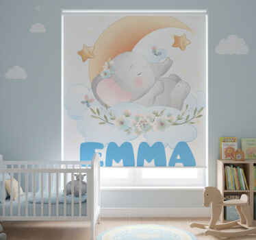 Estor enrollable infantil elefante con nombre lindo - TenVinilo