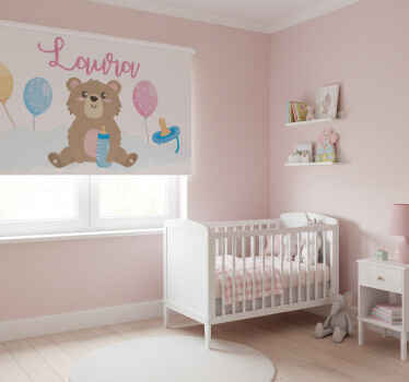 Rollo fenster kinderzimmer süßer bär für mädchen mit namen - TenStickers