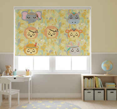 Estor enrollable infantil animales nórdicos gris y amarillo - TenVinilo