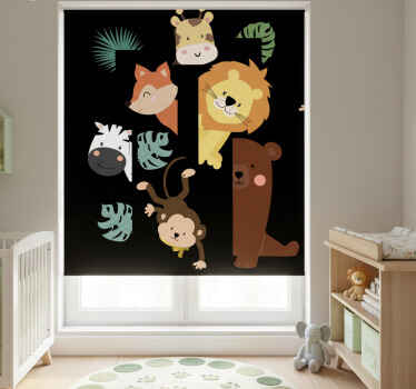 Rollo fenster kinderzimmer tiere an der tür - TenStickers