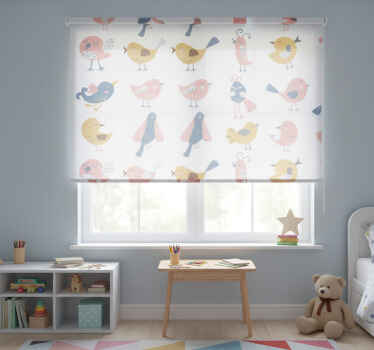 Rollo fenster kinderzimmer mit neun vogelstickern - TenStickers