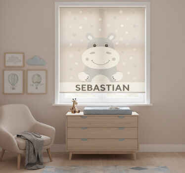 Rollo fenster kinderzimmer individuell beige nilpferd - TenStickers