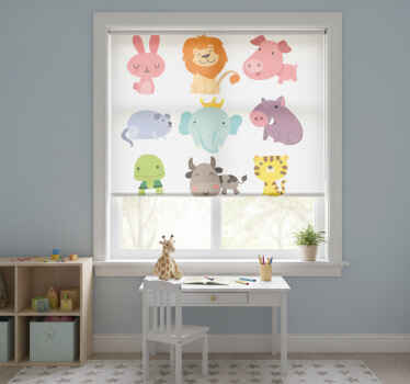 Rollo fenster kinderzimmer mit tierstickern - TenStickers