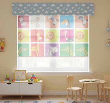 Estor enrollable infantil azulejos coloridos con animales - TenVinilo