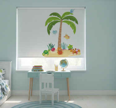 Rollo fenster kinderzimmer palmen und meeresbewohner - TenStickers