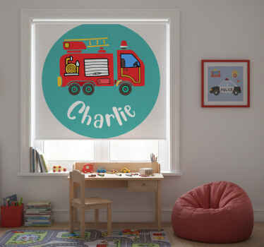 Toile fenêtre chambre enfant camion de pompier personnalisé - TenStickers