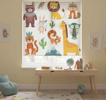 Rollo fenster kinderzimmer mit lustigen tribal-tieren - TenStickers