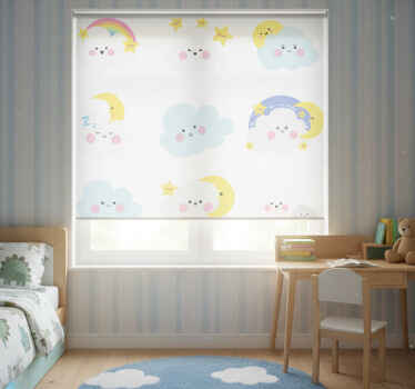 Estor enrollable infantil nubes blancas y azules - TenVinilo