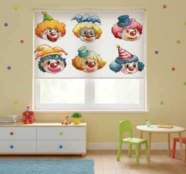 Estor enrollable infantil caras de payaso coloridas - TenVinilo