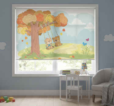 Toile fenêtre chambre enfant ours en peluche en forêt - TenStickers