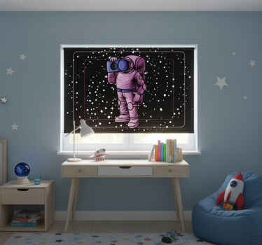 Estor enrollable infantil astronauta con radio cinta - TenVinilo