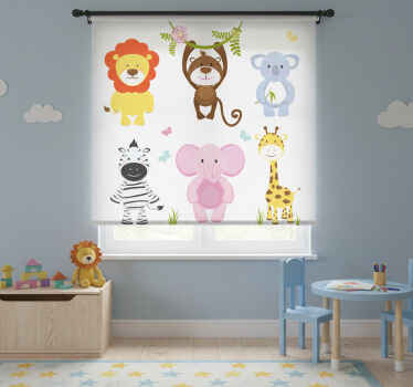 Toile fenêtre chambre enfant animaux bébés colorés - TenStickers