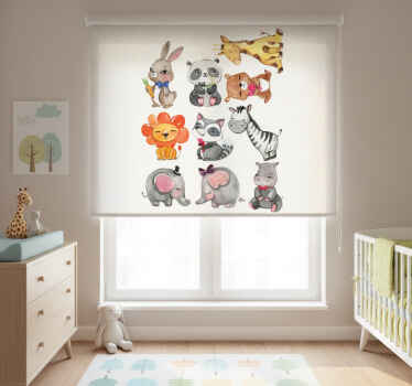 Rollo fenster kinderzimmer mit dschungel tierstickern - TenStickers