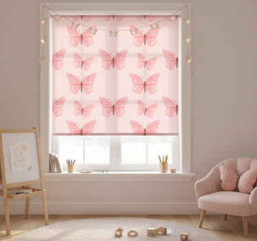 Rollo fenster kinderzimmer mit rosa schmetterlingen - TenStickers