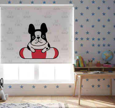 Toile fenêtre chambre enfant motif bulldog français mignon - TenStickers