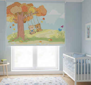 Toile fenêtre chambre enfant ours en peluche forêt - TenStickers