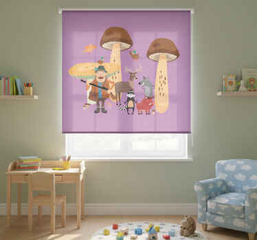 Kids roller blind birds in mushroom forest - TenStickers