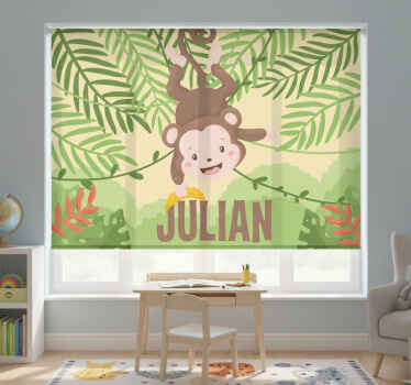 Toile fenêtre chambre enfant singe mignon sur branche - TenStickers
