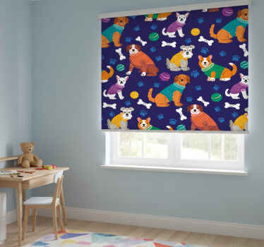 Toile fenêtre chambre enfant motif chiens colorés - TenStickers