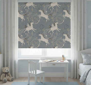 Toile fenêtre chambre enfant licornes pégase sur fond sombre - TenStickers
