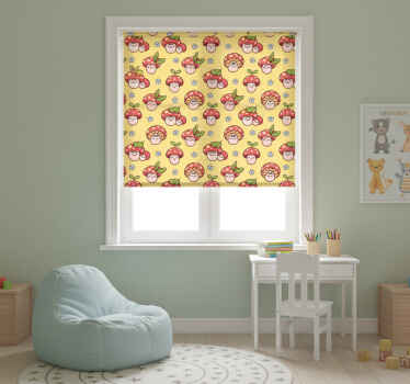 Toile fenêtre chambre enfant motif champignons rieurs - TenStickers