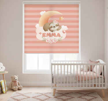 Toile fenêtre chambre enfant paresseux mignon avec nom - TenStickers