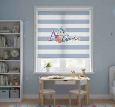 Toile fenêtre chambre enfant animaux mignons licorne prénom - TenStickers