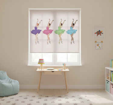 Toile fenêtre chambre enfant danseuses de ballet colorées - TenStickers
