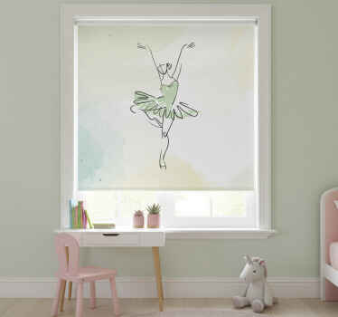 Toile fenêtre chambre enfant ballerine en pose dessin lin - TenStickers