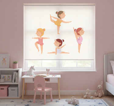 Toile fenêtre chambre enfant ballerines en étirement - TenStickers