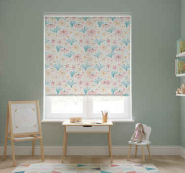 Toile fenêtre chambre enfant motif fleurs pastel - TenStickers