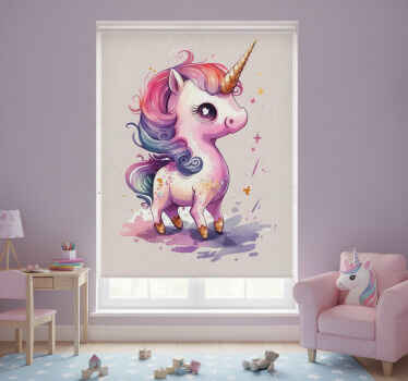Rollo fenster kinderzimmer aquarell einhorn - TenStickers