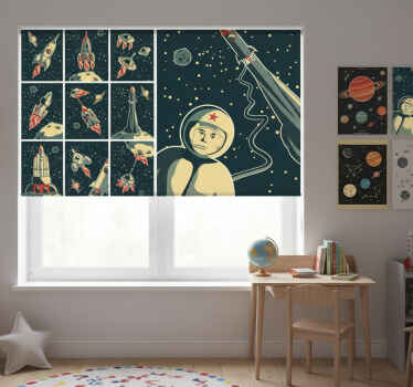 Rollo fenster kinderzimmer mit weltraumstickern - TenStickers