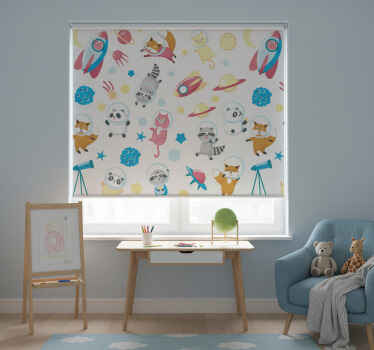 Rollo fenster kinderzimmer tiere im weltraum - TenStickers