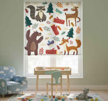 Rollo fenster kinderzimmer mit tierbabys - TenStickers
