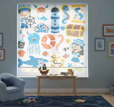 Rollo fenster kinderzimmer piraten und meeresleben - TenStickers